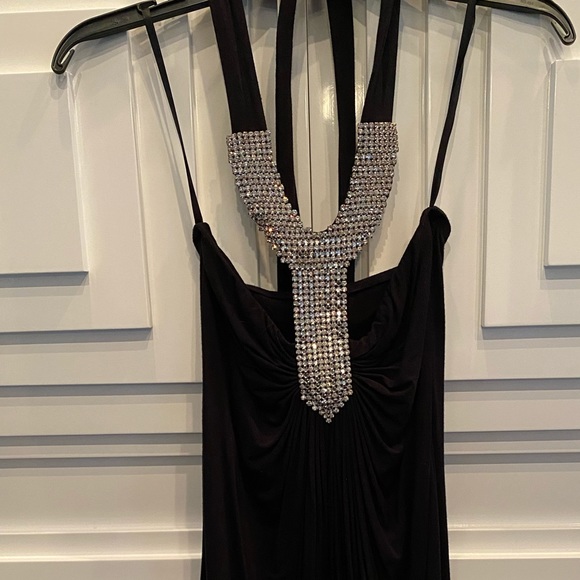 Sky Rhinestone Embellished Black Mini Dress XS - Picture 4 of 6